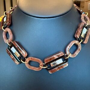 Les Cordes Belgium Designer Acrylic Link Reversible Necklace 16-18” Adjustable